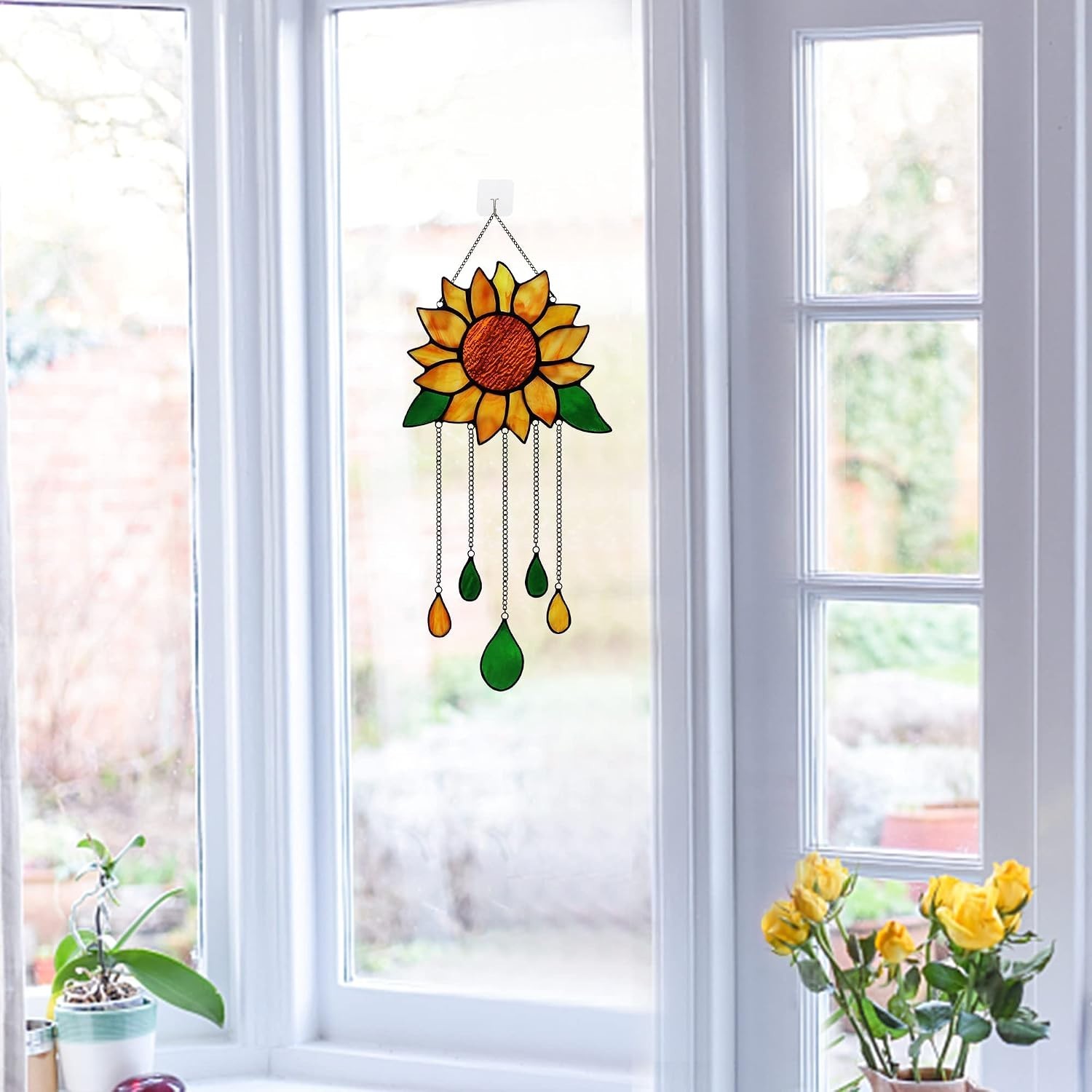 Sunflower Stained Glass Window Hanging
