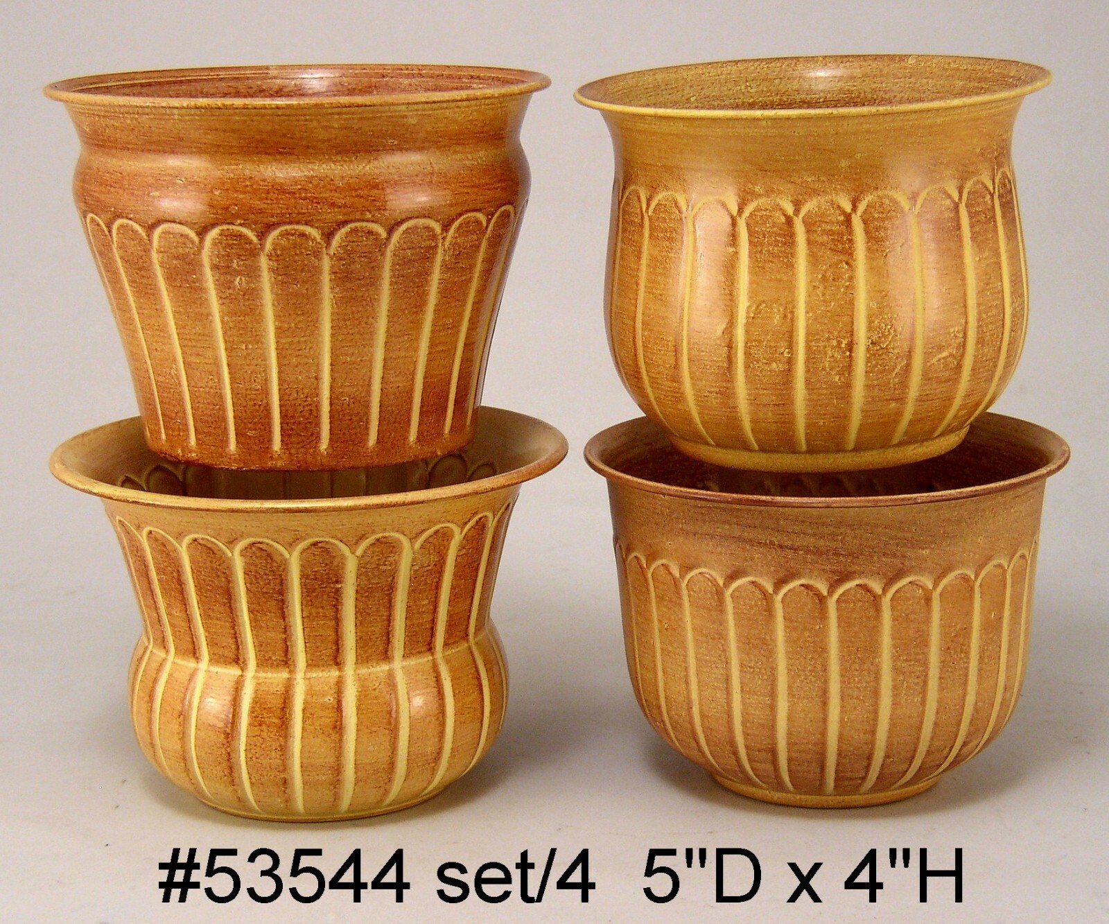 Planter Container Beige Assorted Shapes for Small Plants 5″Dia 4″High Set of 4