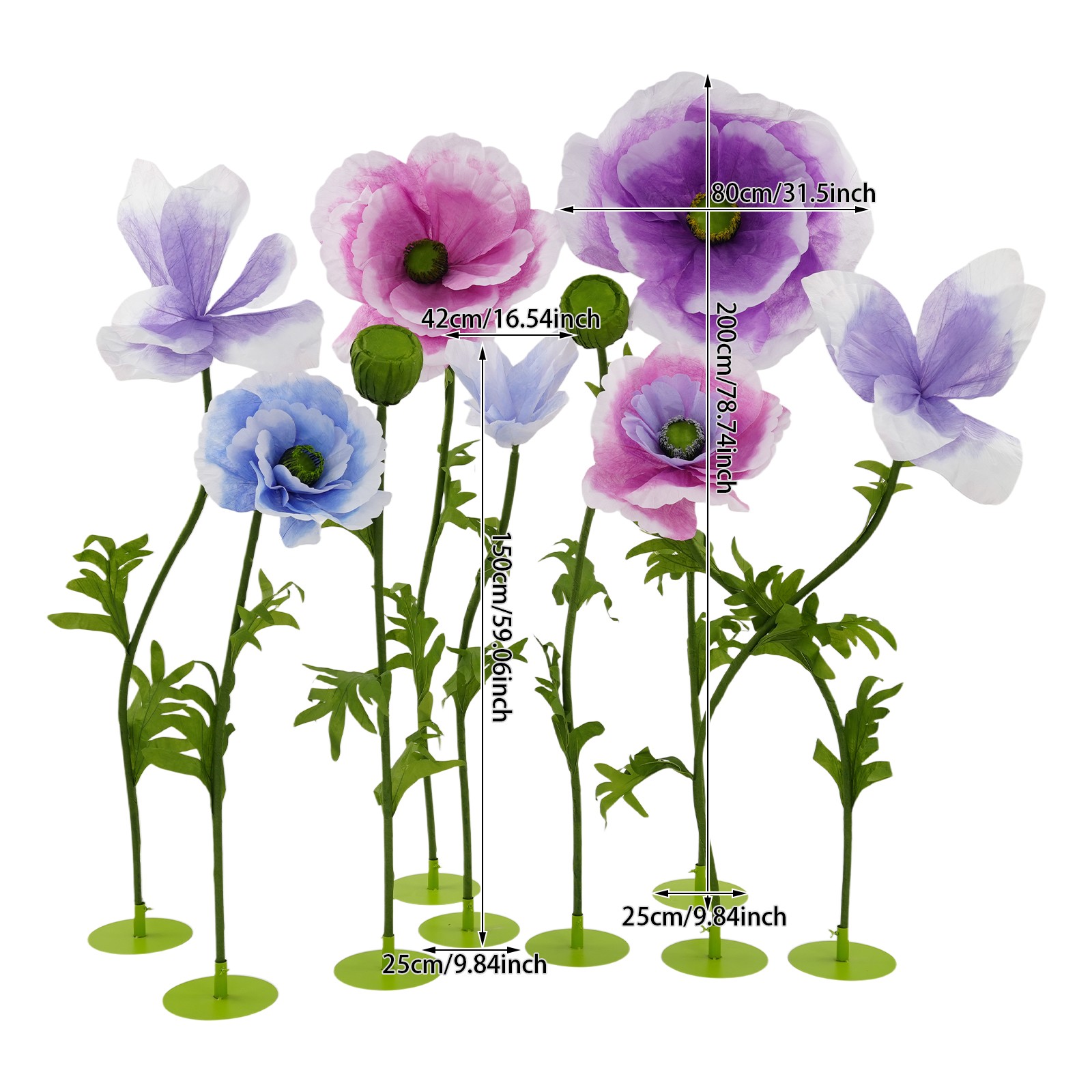 9pcs Of Set Large Fake Flower Giant Artificial Fabulous Flowers Fiber Paper