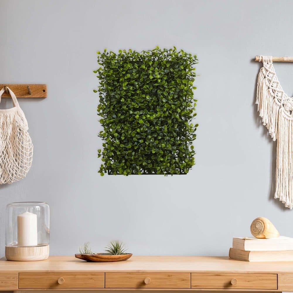 Nearly Natural 12×10 in Artificial Boxwood Hedge Panel Mat Set of 12