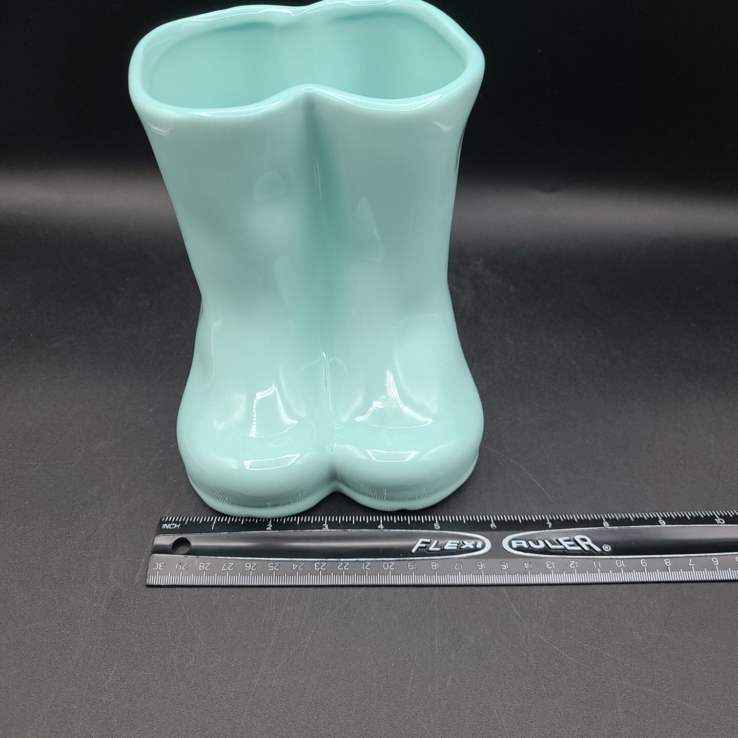 Rae Dunn “Fresh Herbs” Ceramic Rain / Garden Boots Herb Planter 7″ Aqua Blue