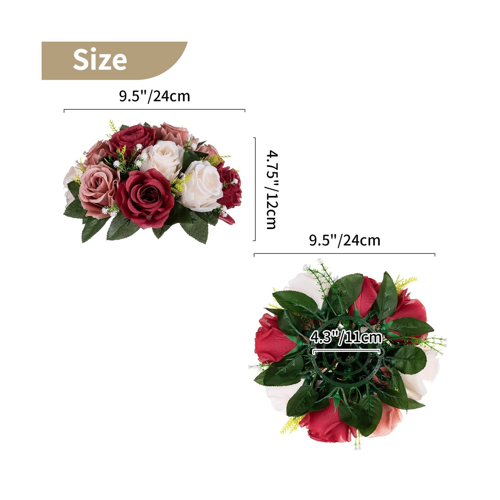 Nuptio Artificial Flower Centrepieces for Tables – 6 Pcs Burgundy & Dusty Ros…