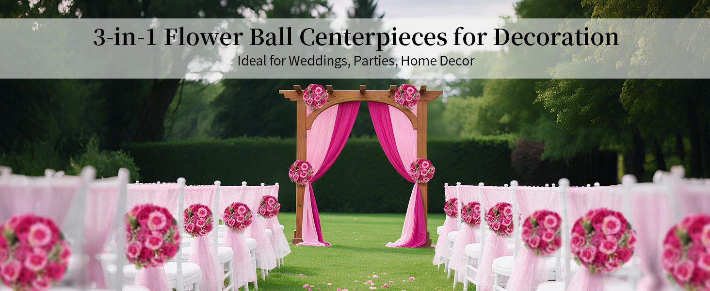 Faux Peony Flowers centerpieces: 10pc 9.5 Inch Hot Pink Floral Ball Arrangement