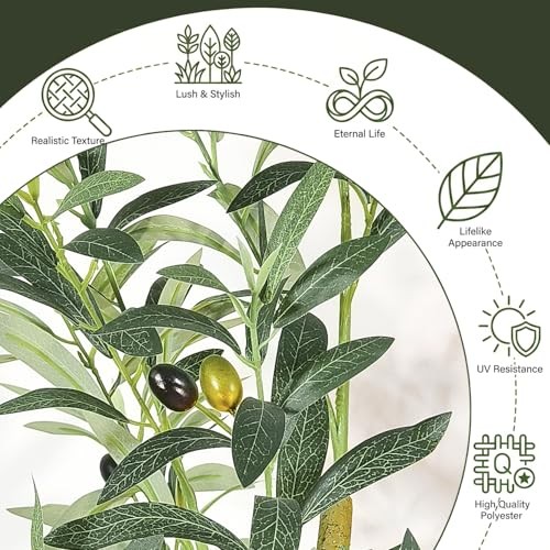 7FT Olive Trees Artificial Indoor – Realistic Artificial Olive Tree Indoor 7ft