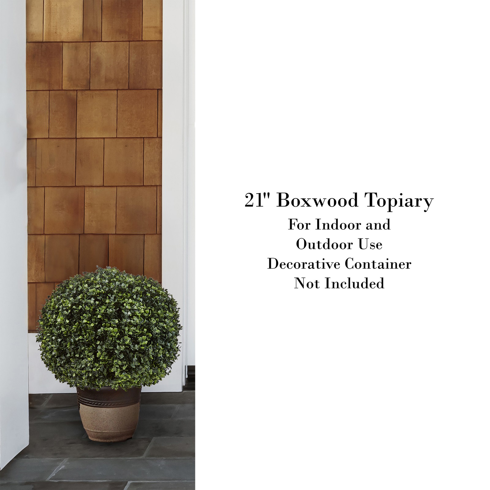 Faux Boxwood Realistic Plastic Decorative Topiary 23 Inch Outdoor