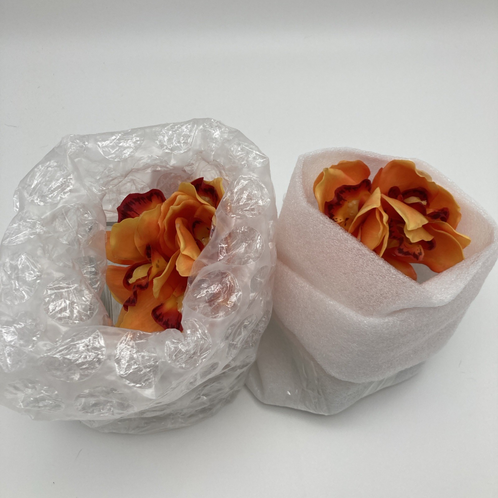 Nearly Natural Cymbidium Orchid Artificial Glass Vase (Set of 2) Silk Arrangemen