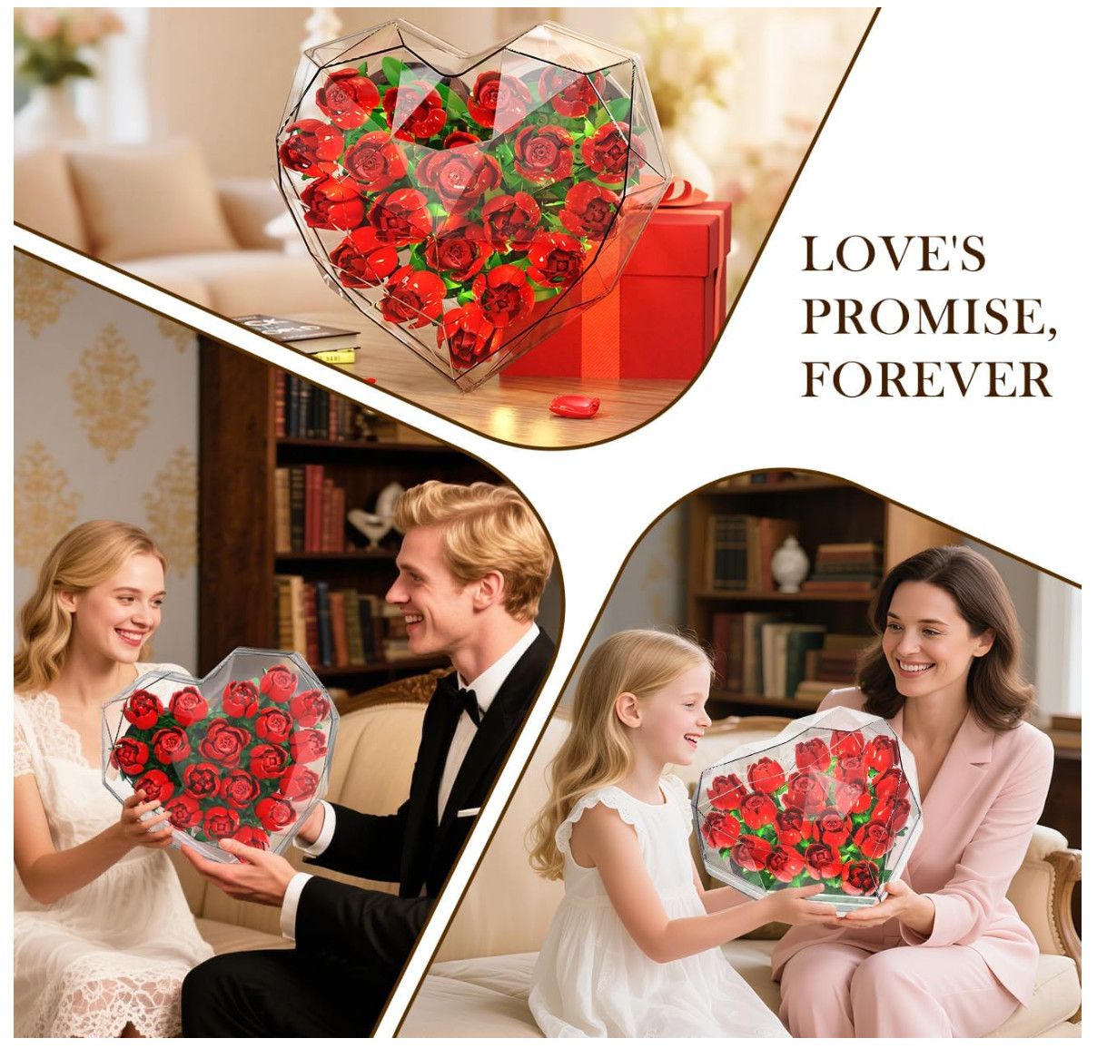 Valentines Flower Bouquet Building Set with LED Lights