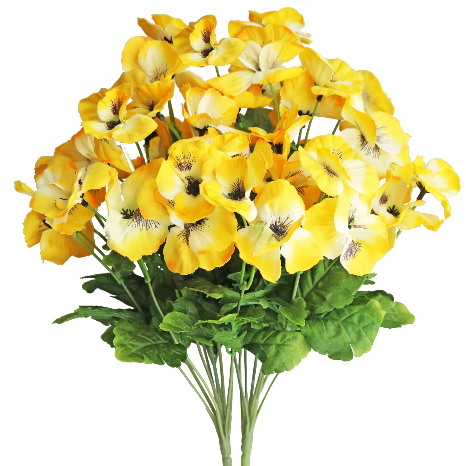 17 Inch Artificial Pansy Flowers Home Office Wedding Decor Yellow Bouquet