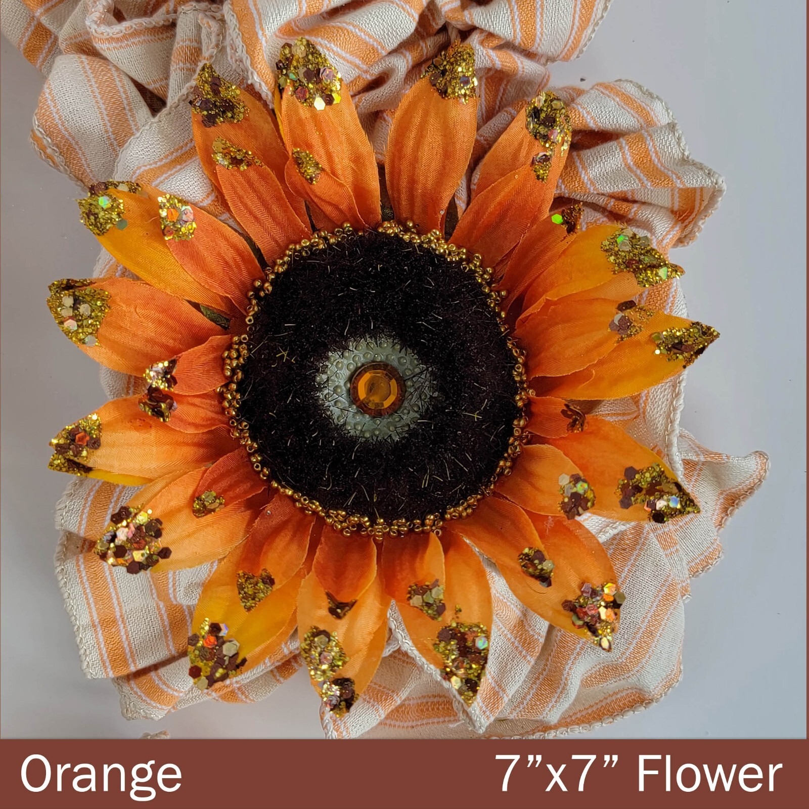 HANDMADE Golden Sunflower Sparkle Artificial ORANGE Sunflower with Gold Glitter