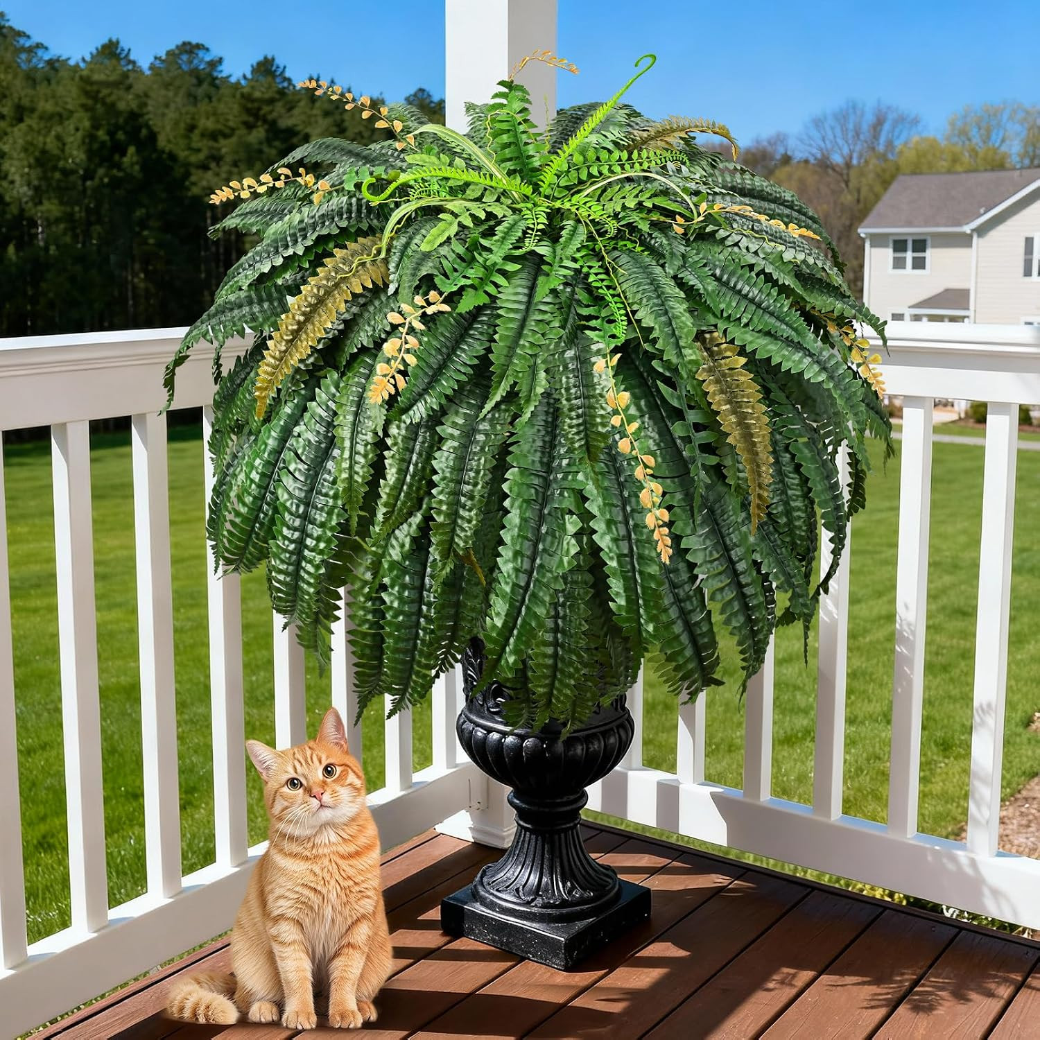 2PCS [133 Leaves Full Fake Ferns] Large Artificial Plants Outdoor, 48Inch Artifi