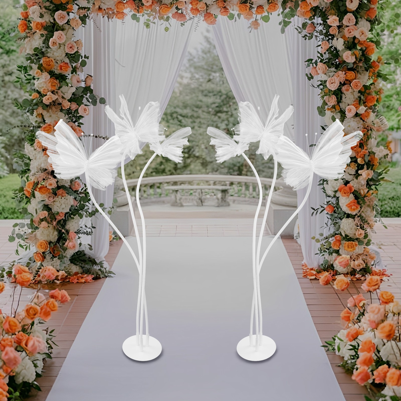 Butterfly Decoration with Standing Base, Artificial Decoration Butterflies White