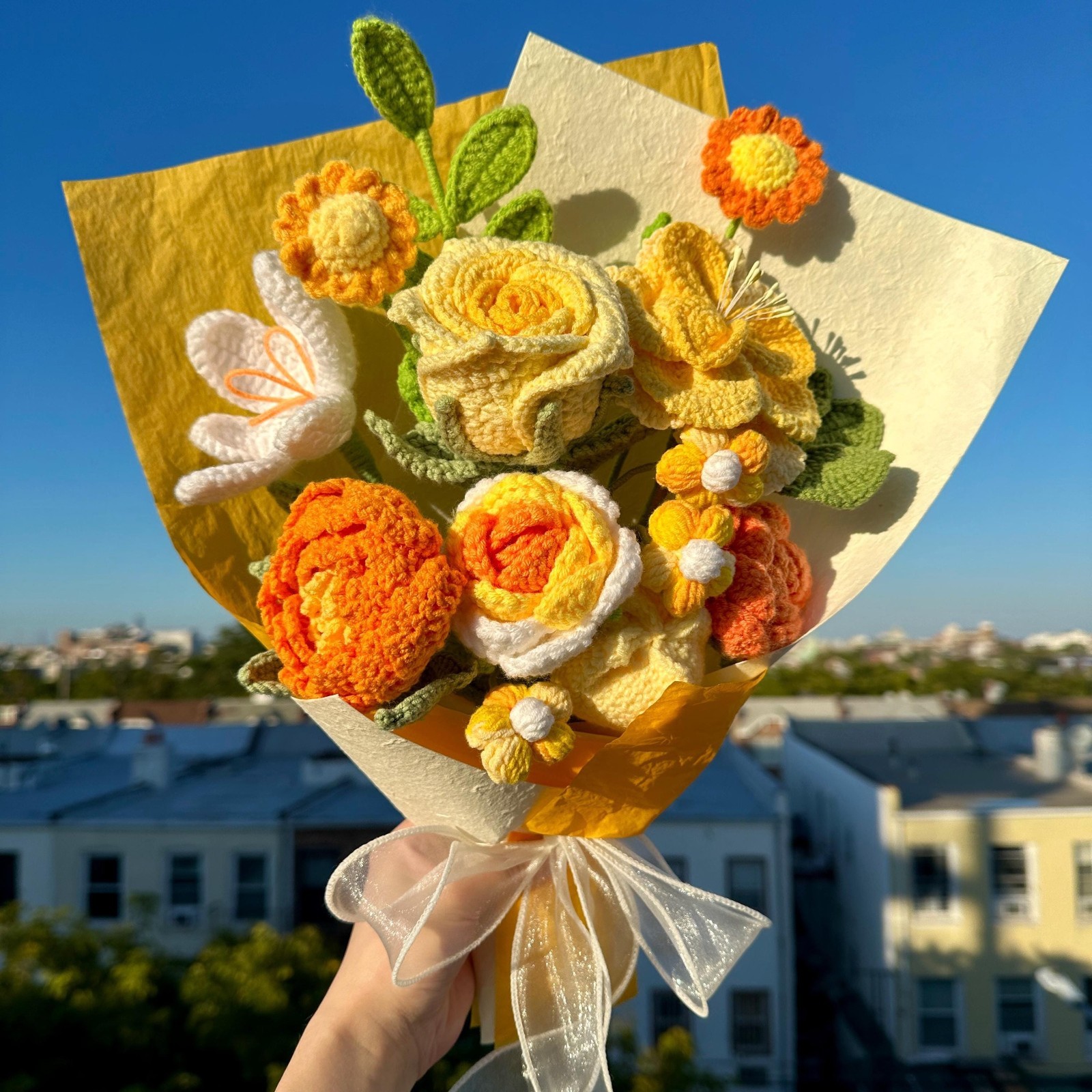 Crochet Rose Bouquet Handmade Forever Flowers Anniversary Gift for Her