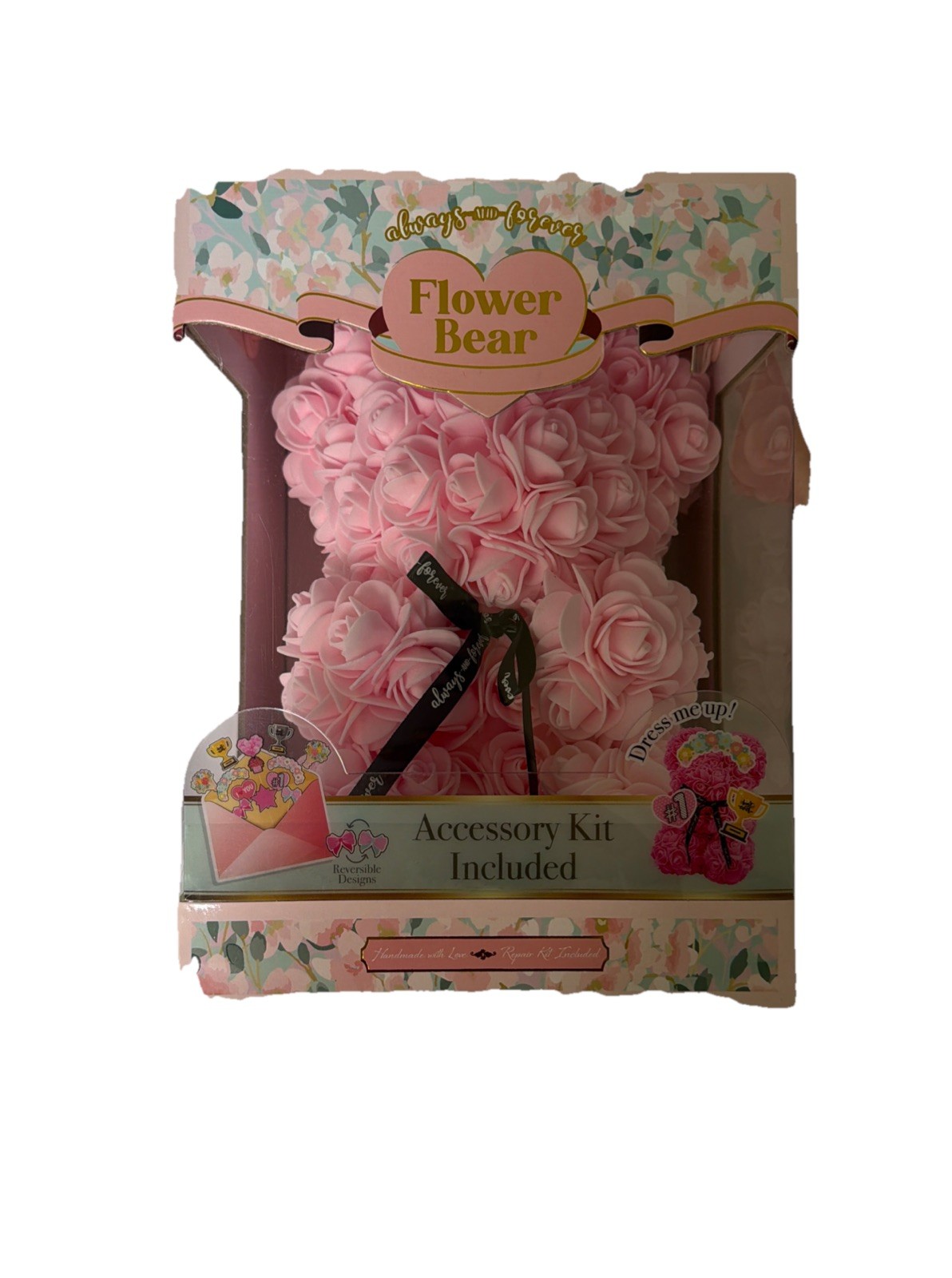 Sakura Pink Rose Flower Teddy Bear – Gift Box (25cm) Mother s Day & Birthday