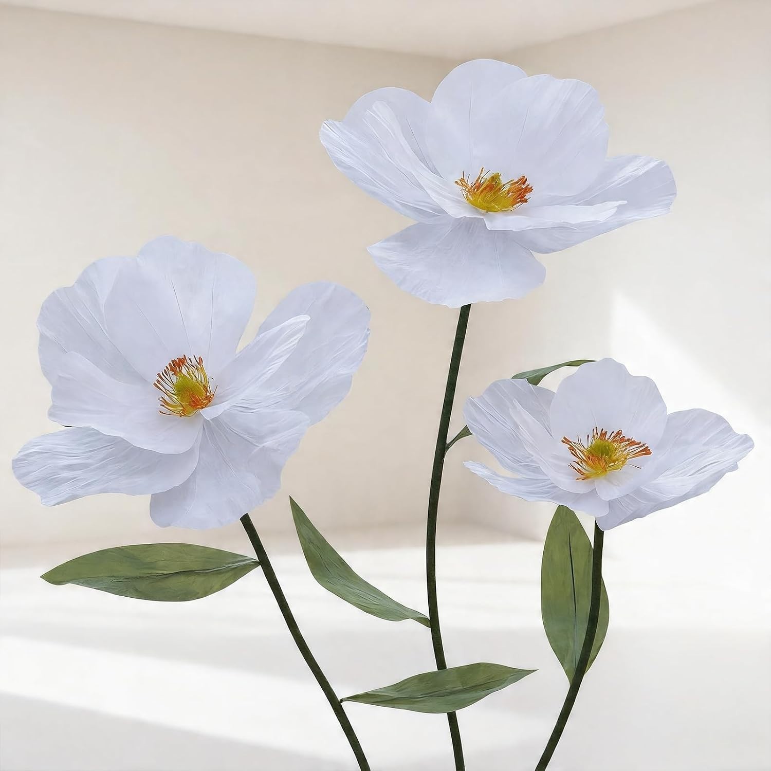 Giant Poppy Artificial Flowers with Stand,Large Gradient Paper Flowers,Waterproo