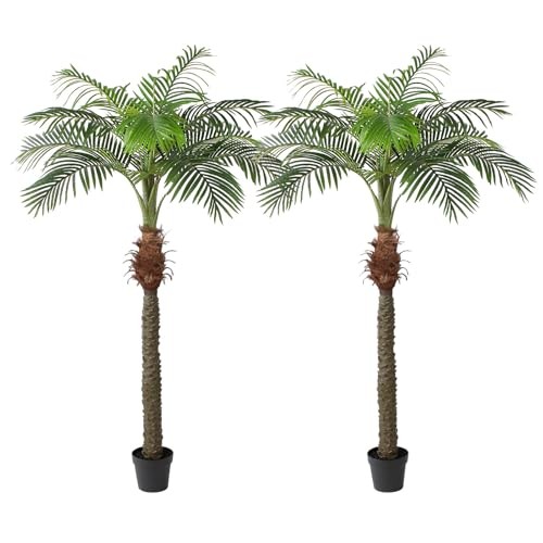 2 PCS Fake Palm Tree 7 FT,Tall Artificial Palm Trees for Outdoor 7 FT 2PCS