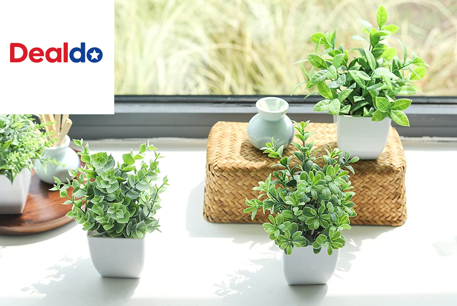 4 Pack Fake Plants Mini Artificial Greenery Potted Plants for Home Decor Indoor
