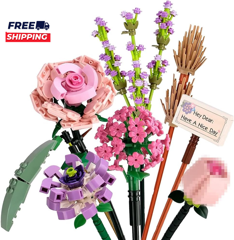 Mini Bricks Flower Bouquet Building Sets Artificial Flowers DIY Unique Decorat