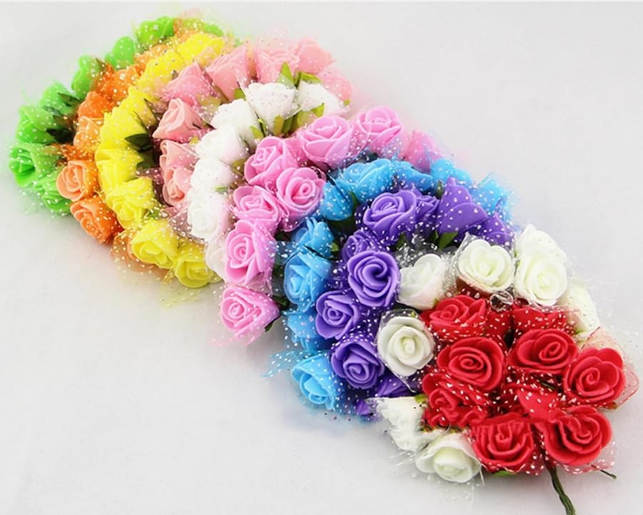 144pcs Mini Artificial Rose Flower Heads and Soft Stem,25mm PE Tiny Rose add …