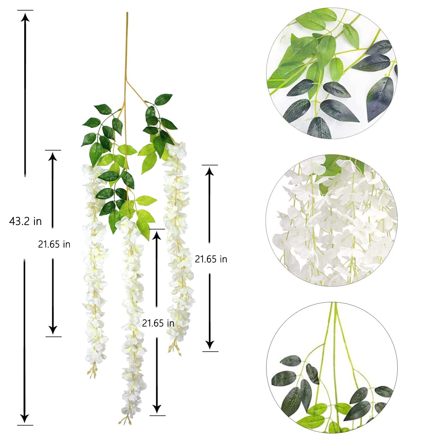 Wisteria Hanging Flowers 24 Pack Artificial Flowers Fake Wisteria Vine Rattan…