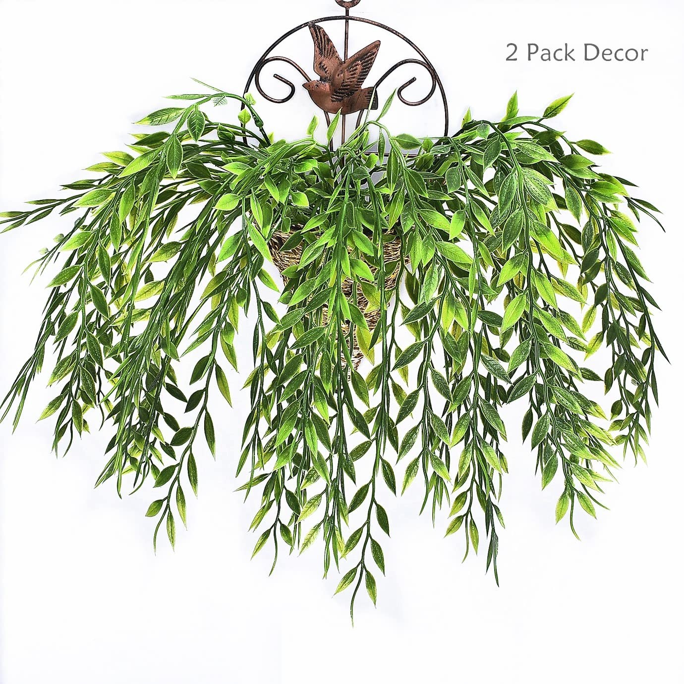 Artificial Weeping Willow Plants, Fake Hanging Vine Decor Plastic Greenery Le…
