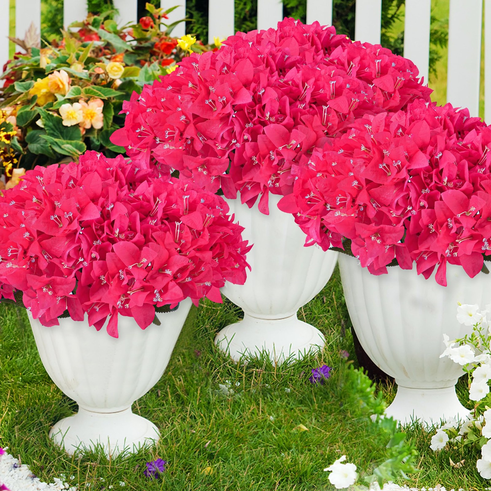 Artificial Outdoor Flowers Fake Bougainvillea Plants for Spring Summer Decora…