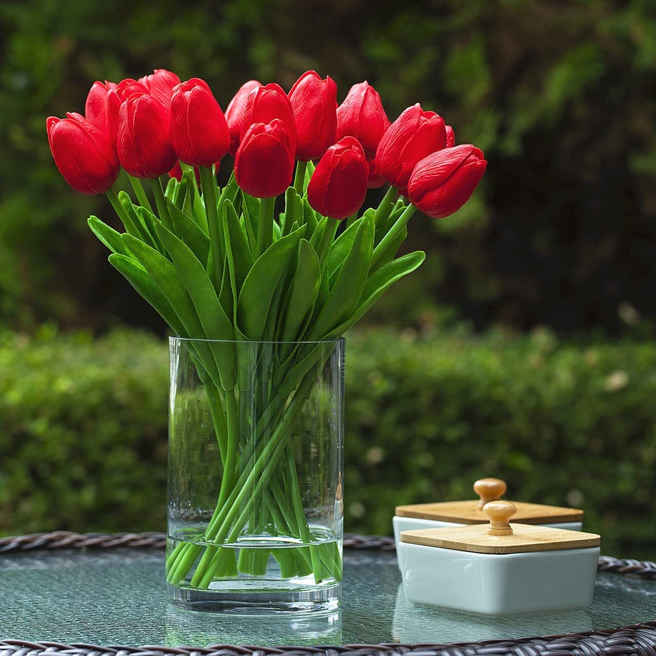 20 × Red Artificial Tulip Fake Flowers Real Touch Lifelike Wedding Home Decor US