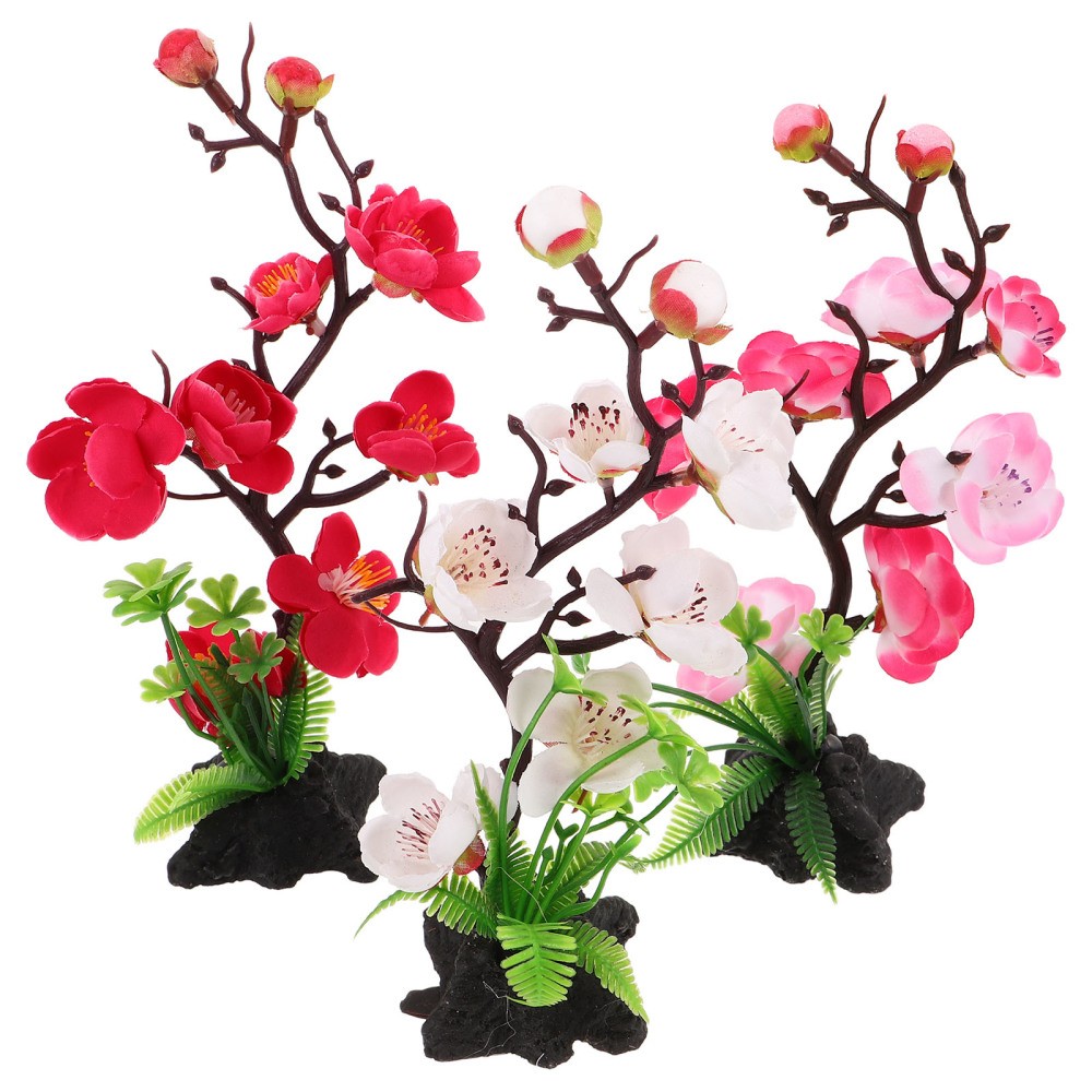 3 Pcs Japanese Decorative Ornaments Fake Flower Dish Artificial Decors