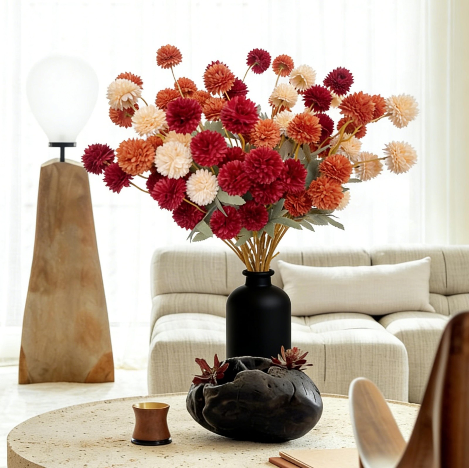 Fake Flowers Silk flowers10mums 50 Artificial Flowersï¼Œred mums Fall Flowers…