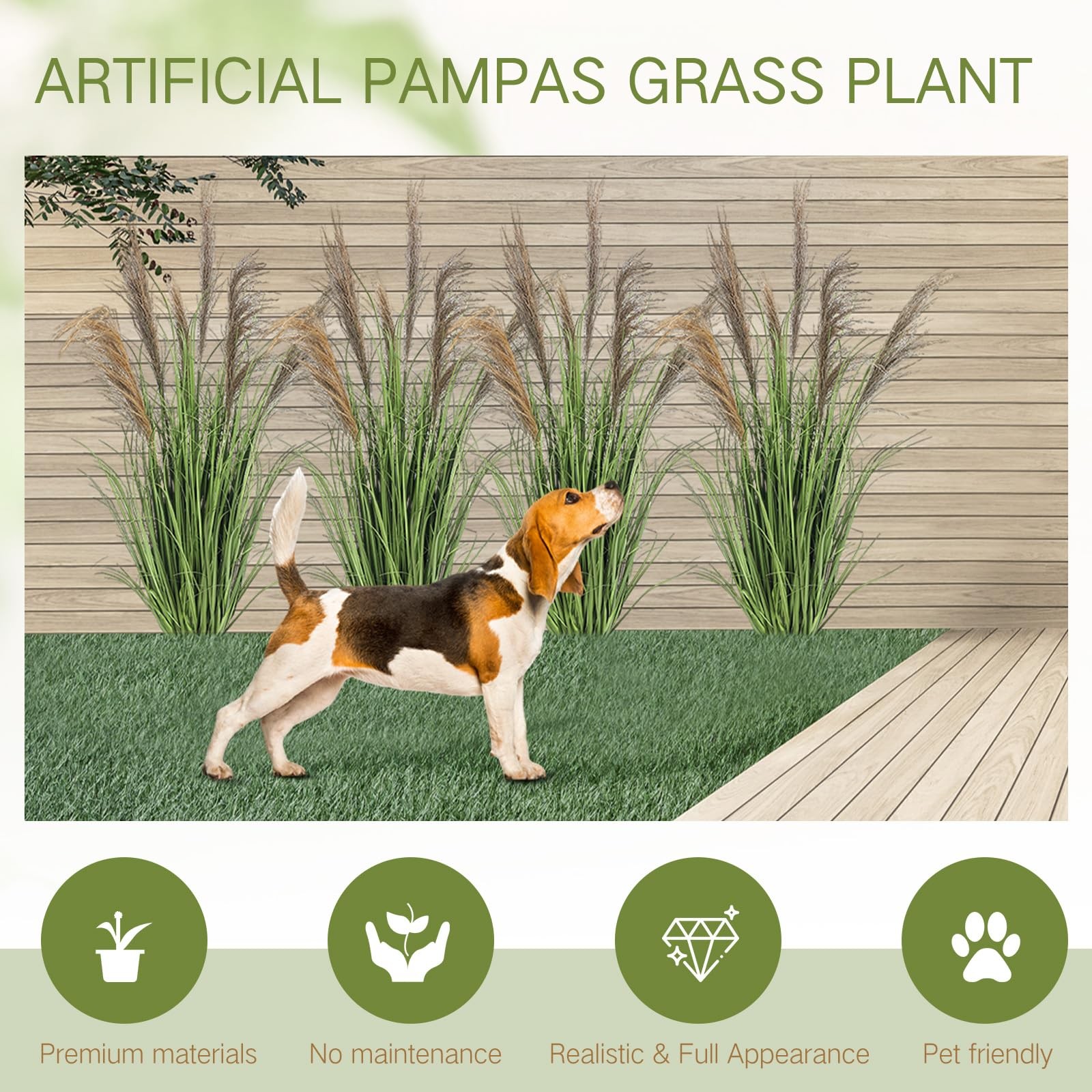 4 Pcs Pampas Grass Potted Plants 4 ft Tall Artificial Grass Potted Artificial…