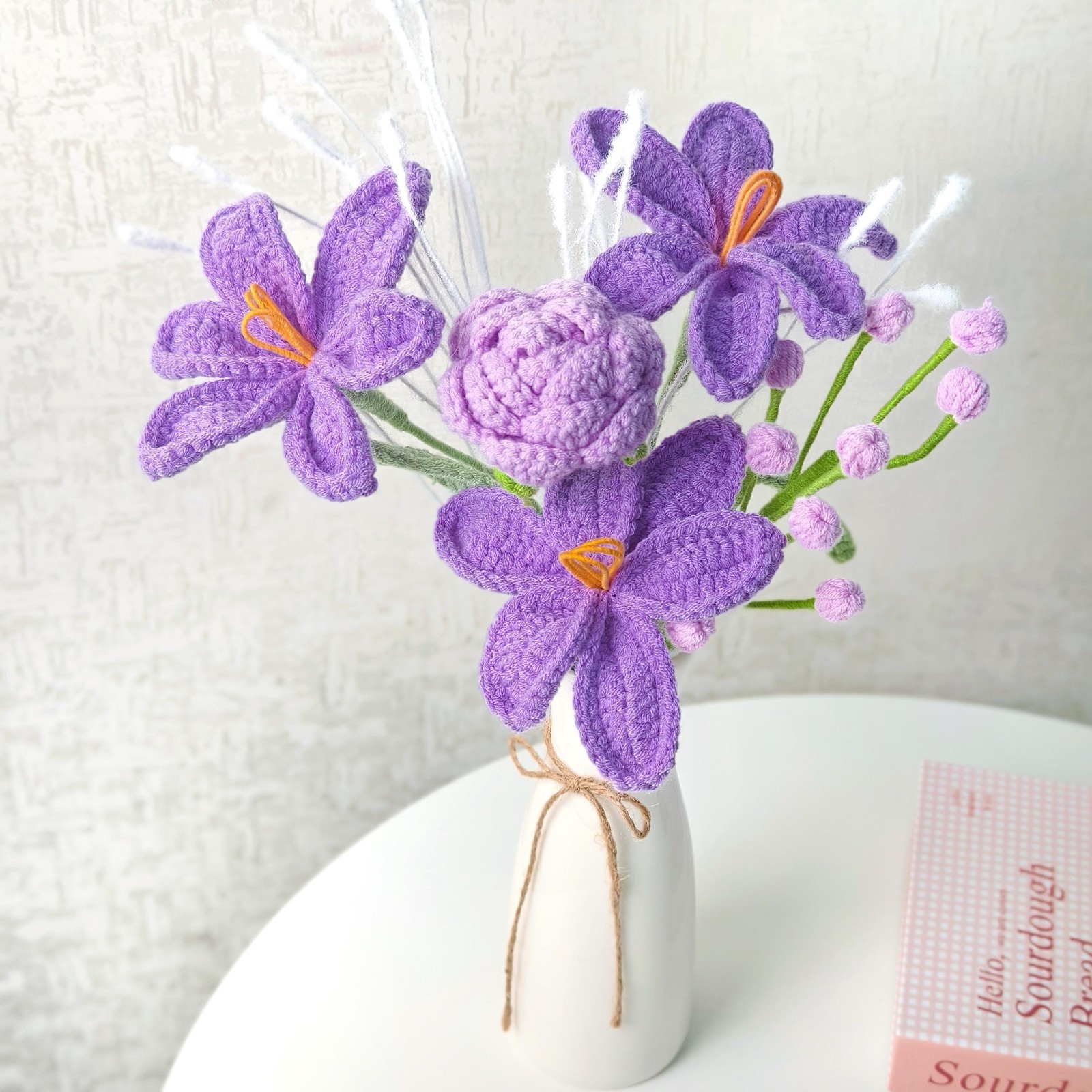 Crochet Tulip Bouquet Handmade Yarn Flowers Home Decor Desk Decor Thank You Gift