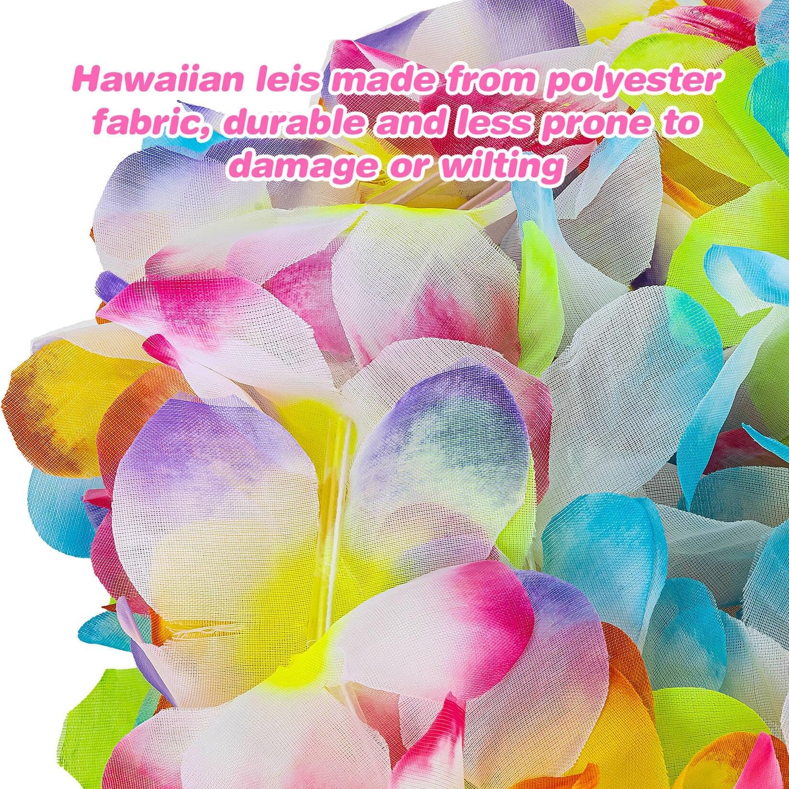 24 Pcs Colorful Hawaiian Leis Tropical Flower Leis for Luau Party Summer Beach
