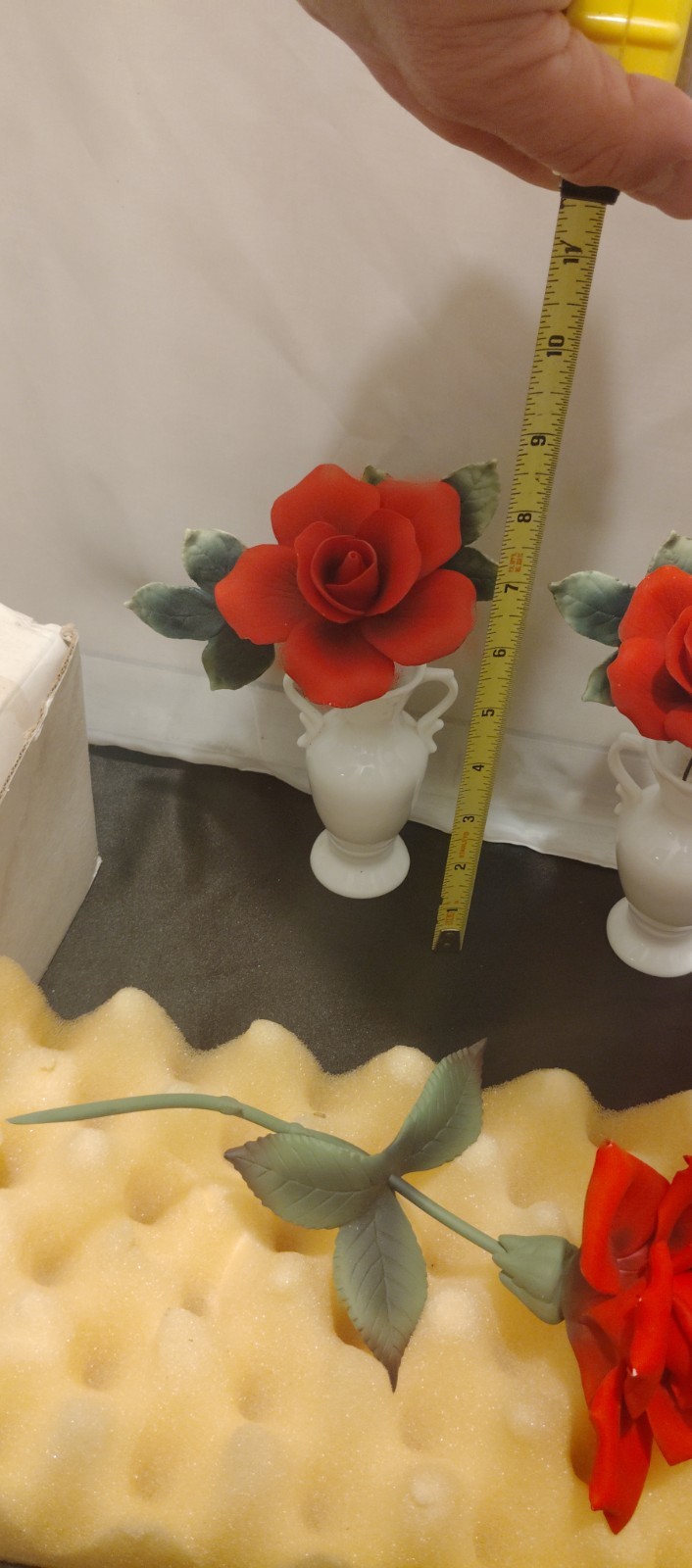 Beautiful Andrea by Sadek Hand Made & Painted Porcelain Vases 2pc & Roses 3pc