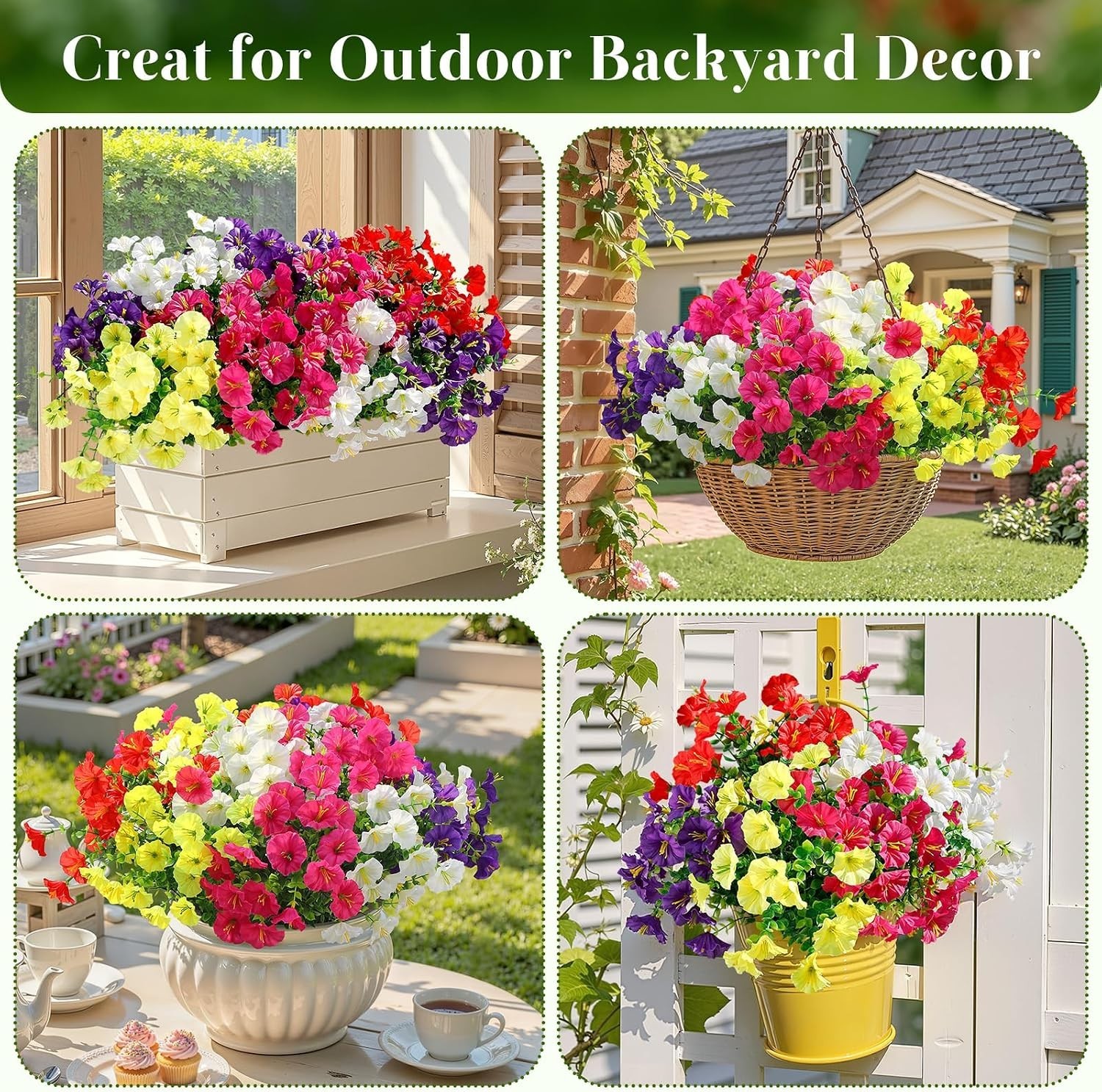 All-Weather 24 Bundle Silk Morning Glory Set – Mix of 5 Colors for Outdoor Décor