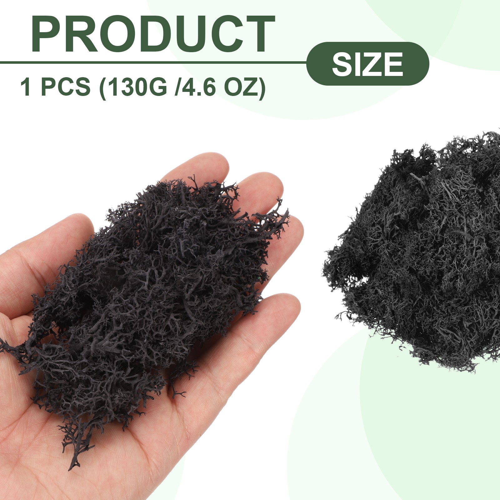 4.6oz Preserved Reindeer Moss, Black Decorative Artificial Fake Moss