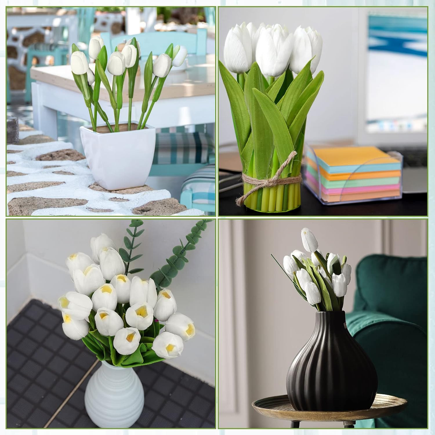 100Pcs Artificial Tulip Flowers Fake PU Tulips Faux Latex Bouquet Flower Centerp
