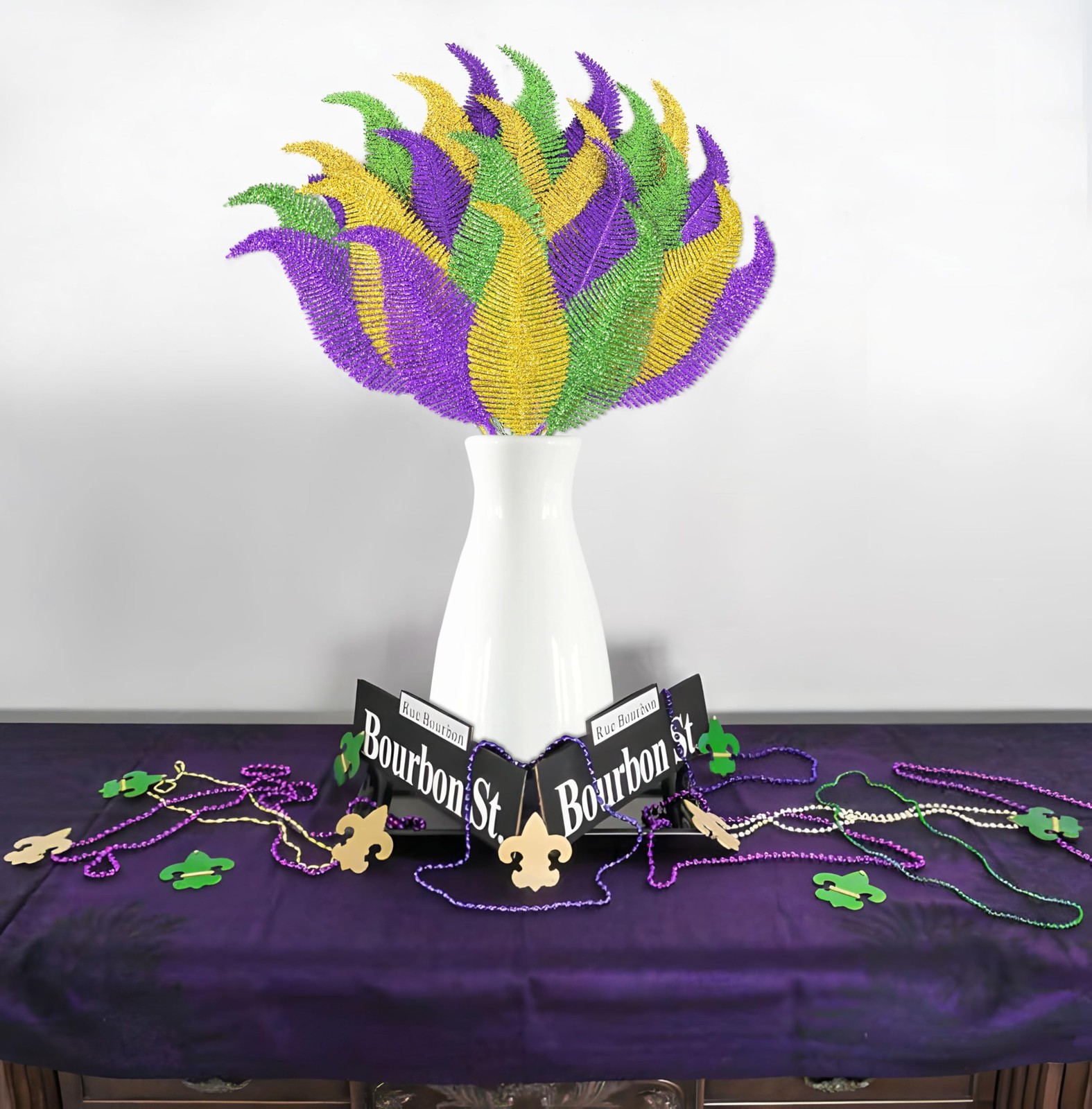 Mardi Gras Decorations 52Pcs Green Gold Purple Feathers for Party Centerpieces