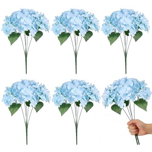 6 Bundles Hydrangea Artificial Flowers for Outdoors and Indoor, Bulk 30 Heads…