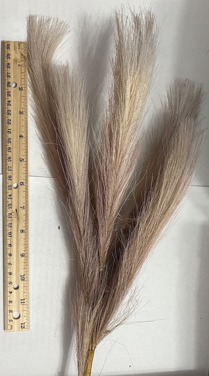 Ansemble of Faux Pampus Grass Bohemian Style Floral Arrangements about 5 Sprigs