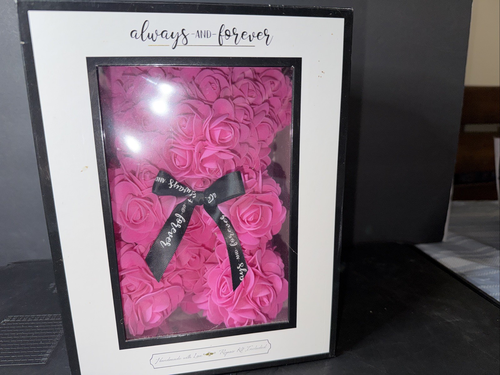 Valentines Authentic Always And Forever Flower Bear Pink Rose With Box New Gift