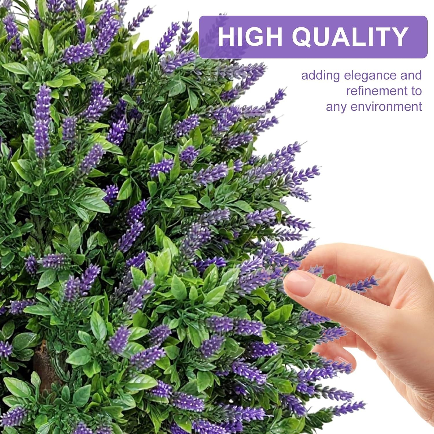 Artificial Lavender Topiary Ball for Outdoors, Set of 2 Boxwood Plant Tree With