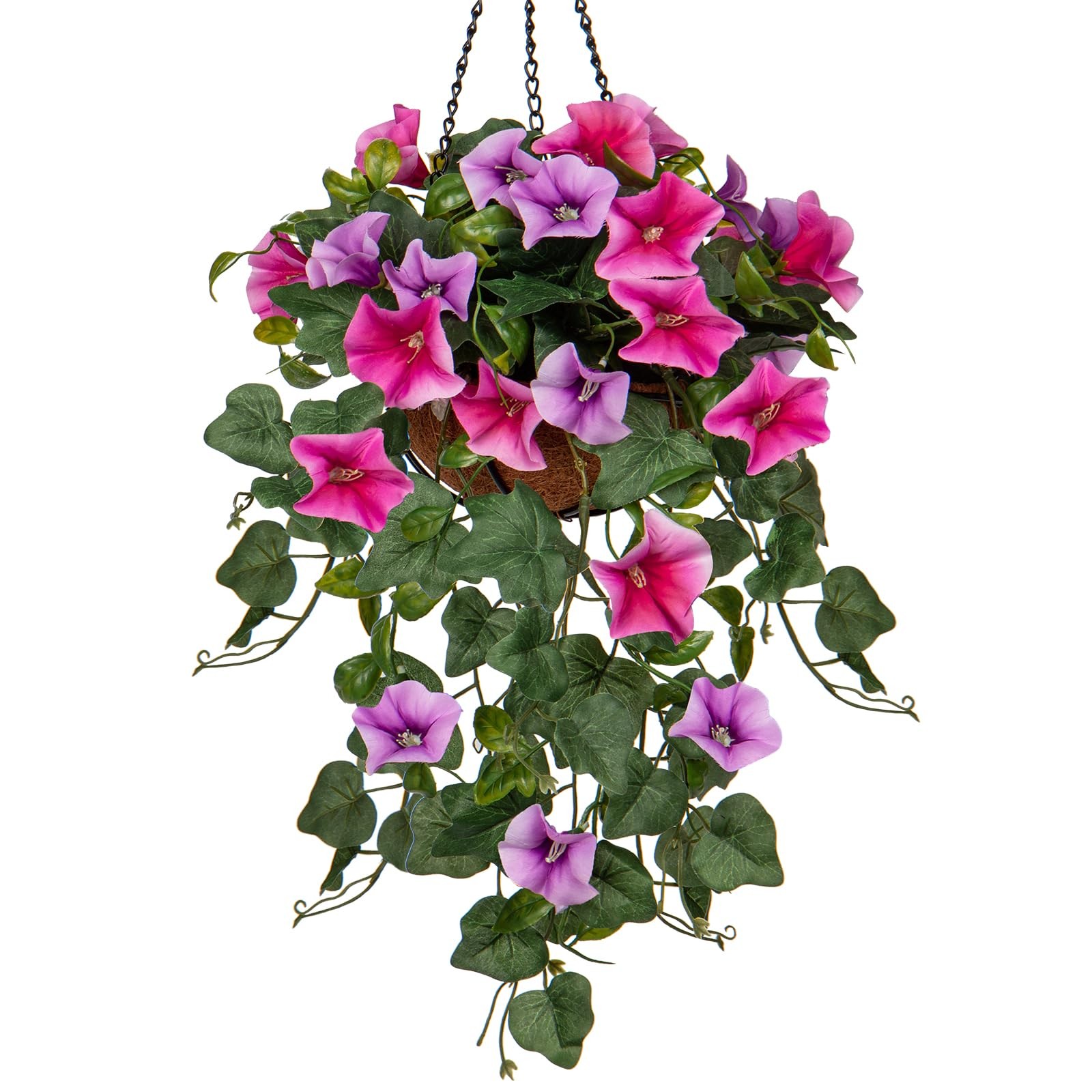 Briful Fake Hanging Flowers with Basket Artificial Morning Glory Hanging Plan…