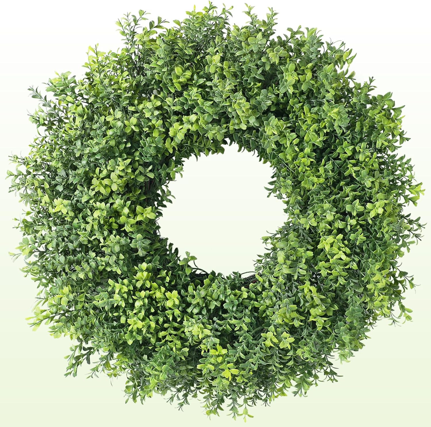 26″ Artificial Boxwood Wreath for Front Door – Faux Small Leaf Boxwood Plant, Sp