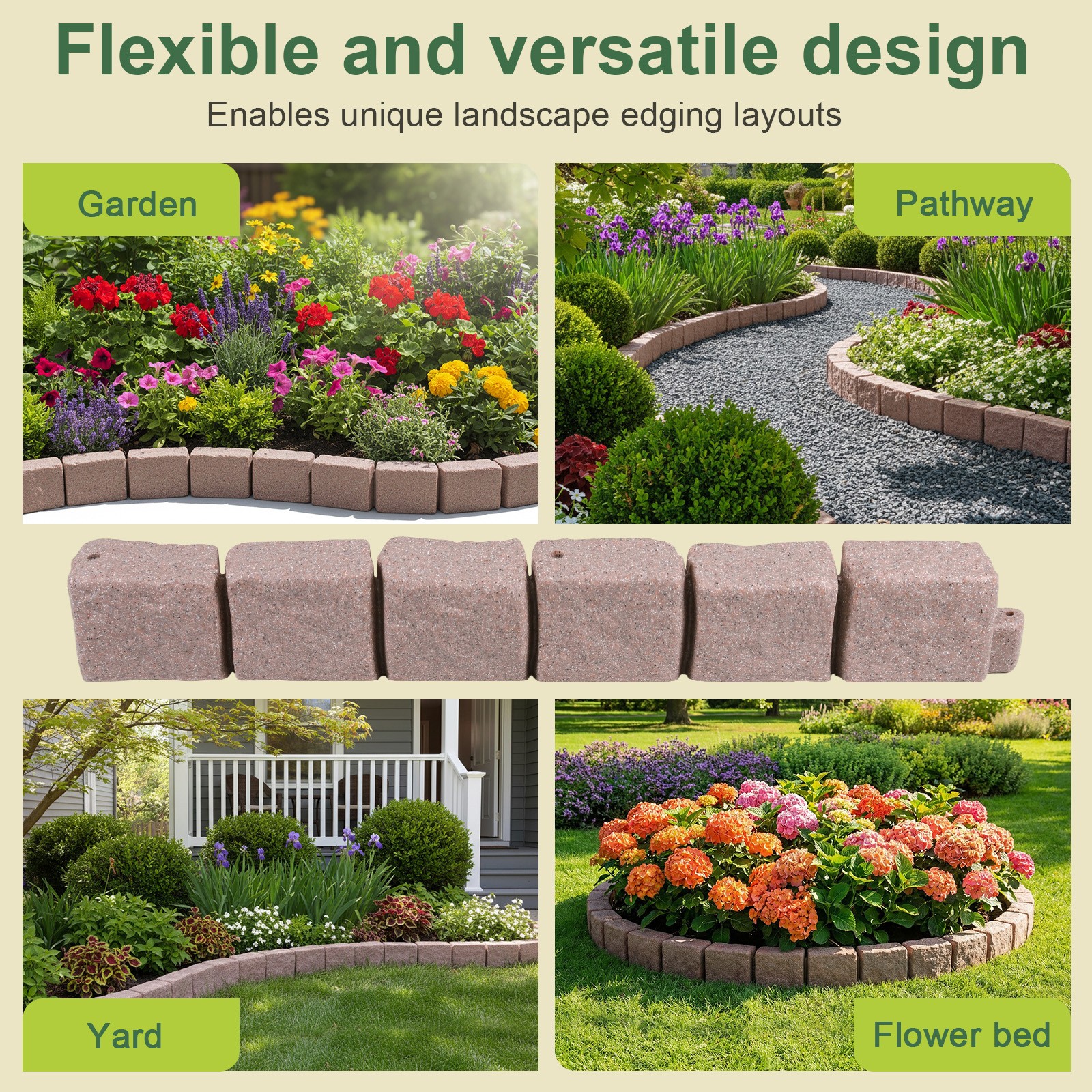 Plastic Garden Lawn Border Faux Stone Lawn Edging 12pcs for Home Improvement