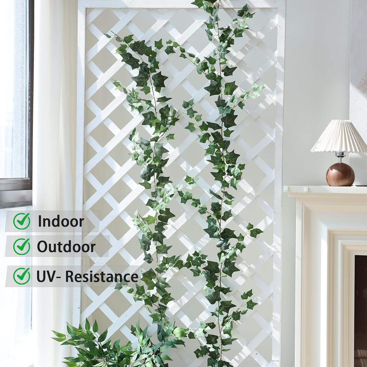 Mizii 2 Strands Artificial Vines Ivy Garland 79″ Fake Vine with Silk Green Leave