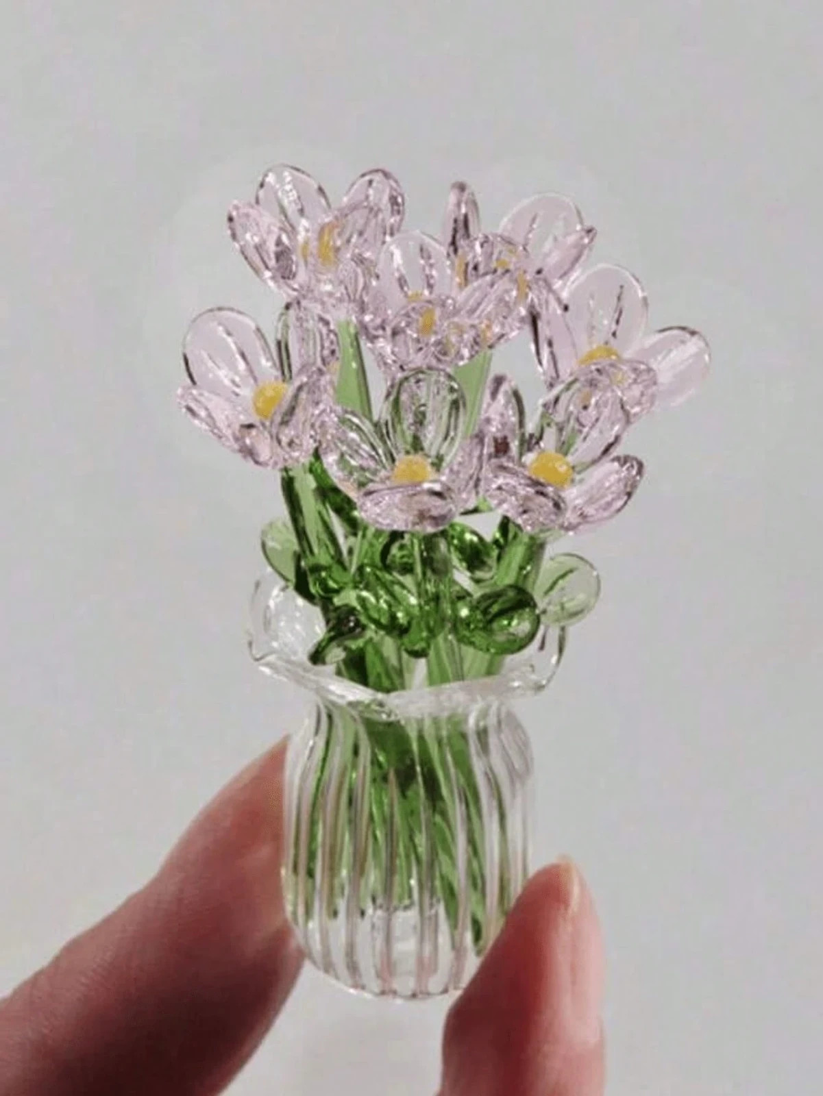 7pcs Mini Glass Vases Set Artificial Flowers Wedding Table Decor