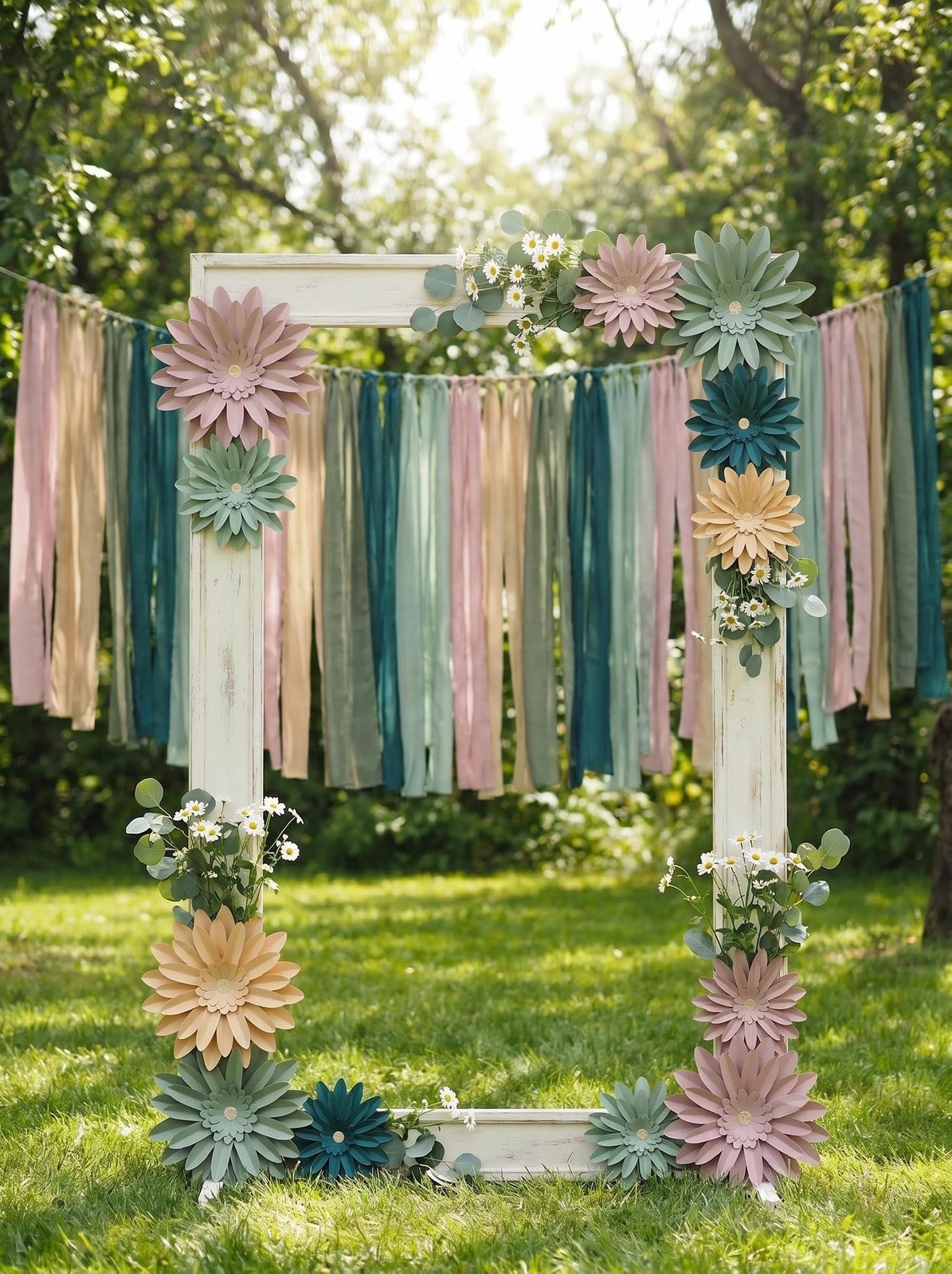 Dusty Pink-Sage Green-Mustard Yellow 3D Paper Flower Wall Decor Set of 9 – Ha…