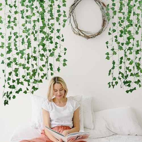 12 Pack 84ft Fake Ivy Vines Artificial Hanging Greenery for Home Wall Decor