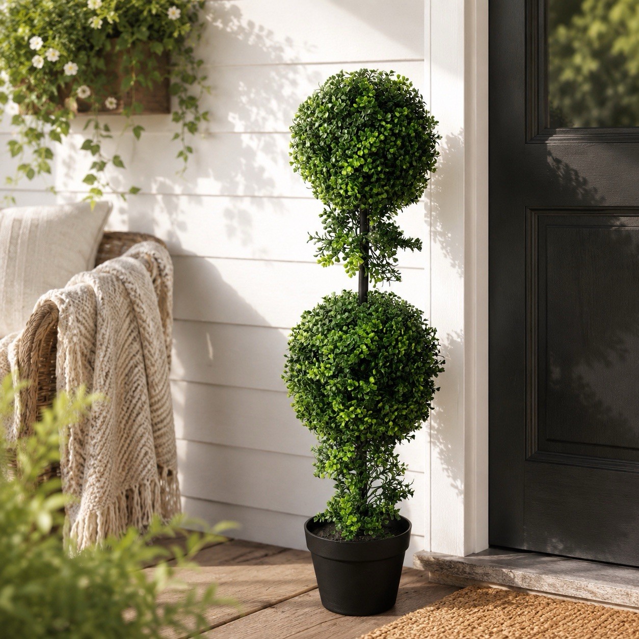 34” Boxwood Double Ball Topiary Artificial Tree UV (Indoor/Outdoor) Home Decor.