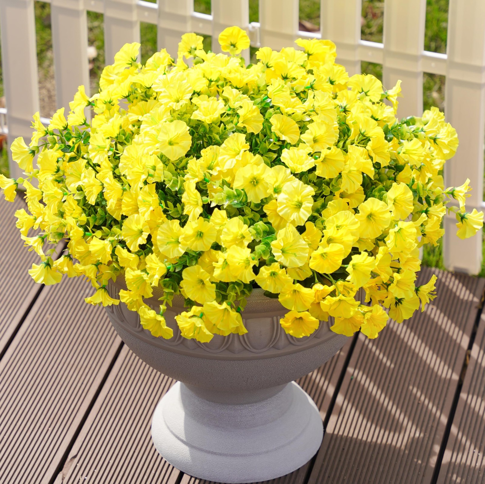 Artificial Flowers Fake Plants for Outdoors Decoration, 12 Bundles Yellow Sil…