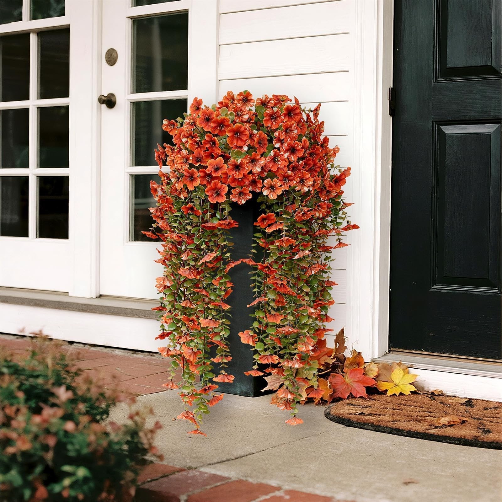 29″ Artificial Hanging Flowers Potted Plants – 2 Set for Outdoor Fall Decorat…
